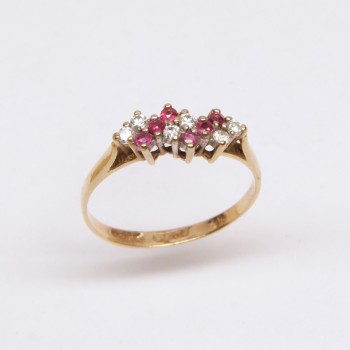 9ct Gold Ruby/CZ Ring